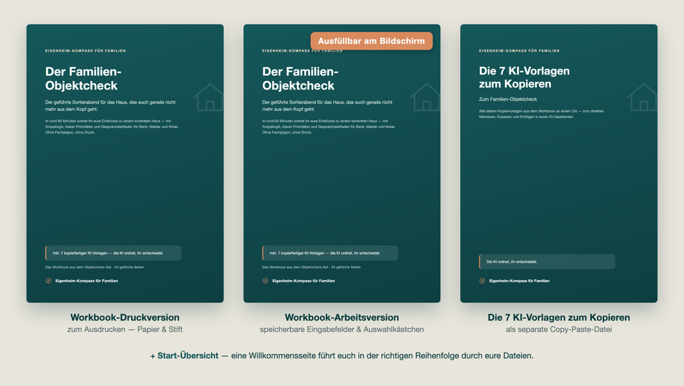 Das Objektcheck-Set: Druckversion, ausfüllbare Arbeitsversion und KI-Vorlagen